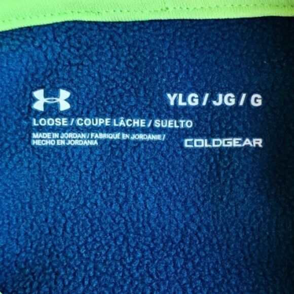 UNDER ARMOUR Performance Hoodie | Boy's Size Large | Blue and Neon Green - Picture 8 of 8
